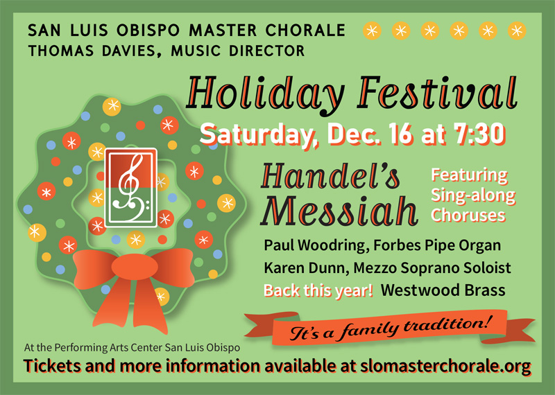 Holiday Festival postcard advertising Handel's Messiah