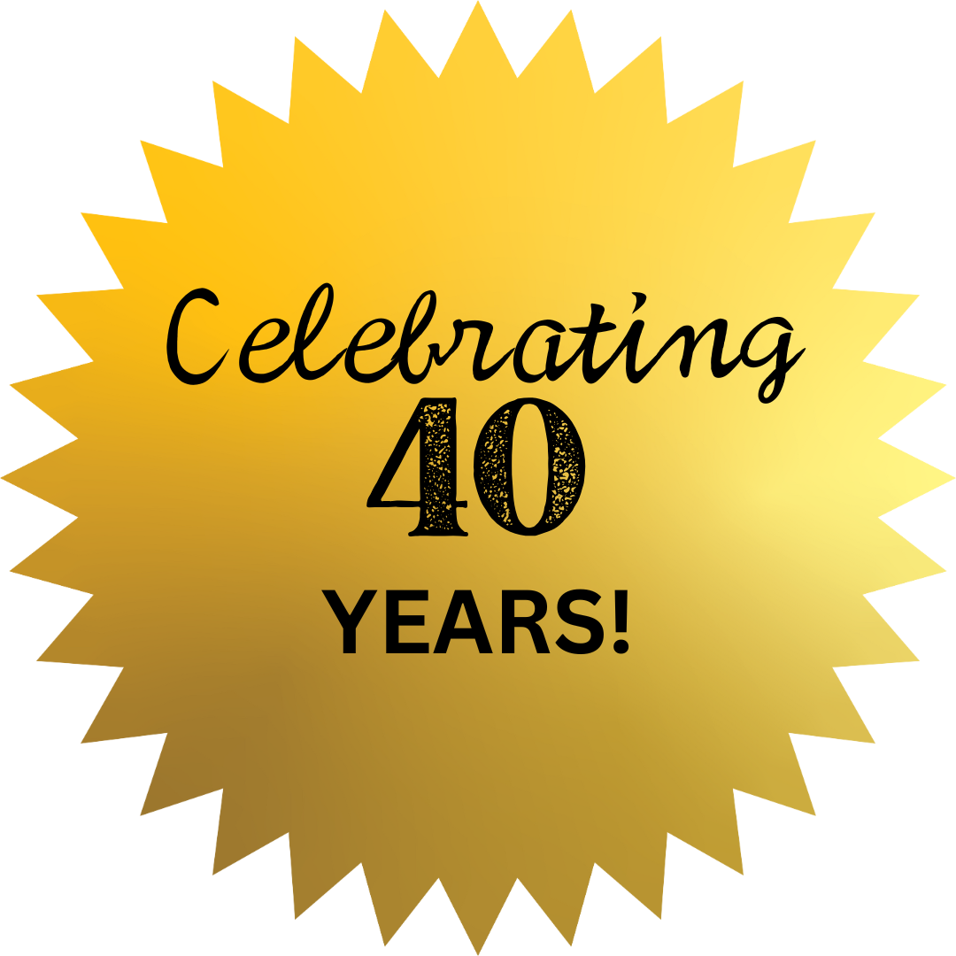 celebrating 40 years badge