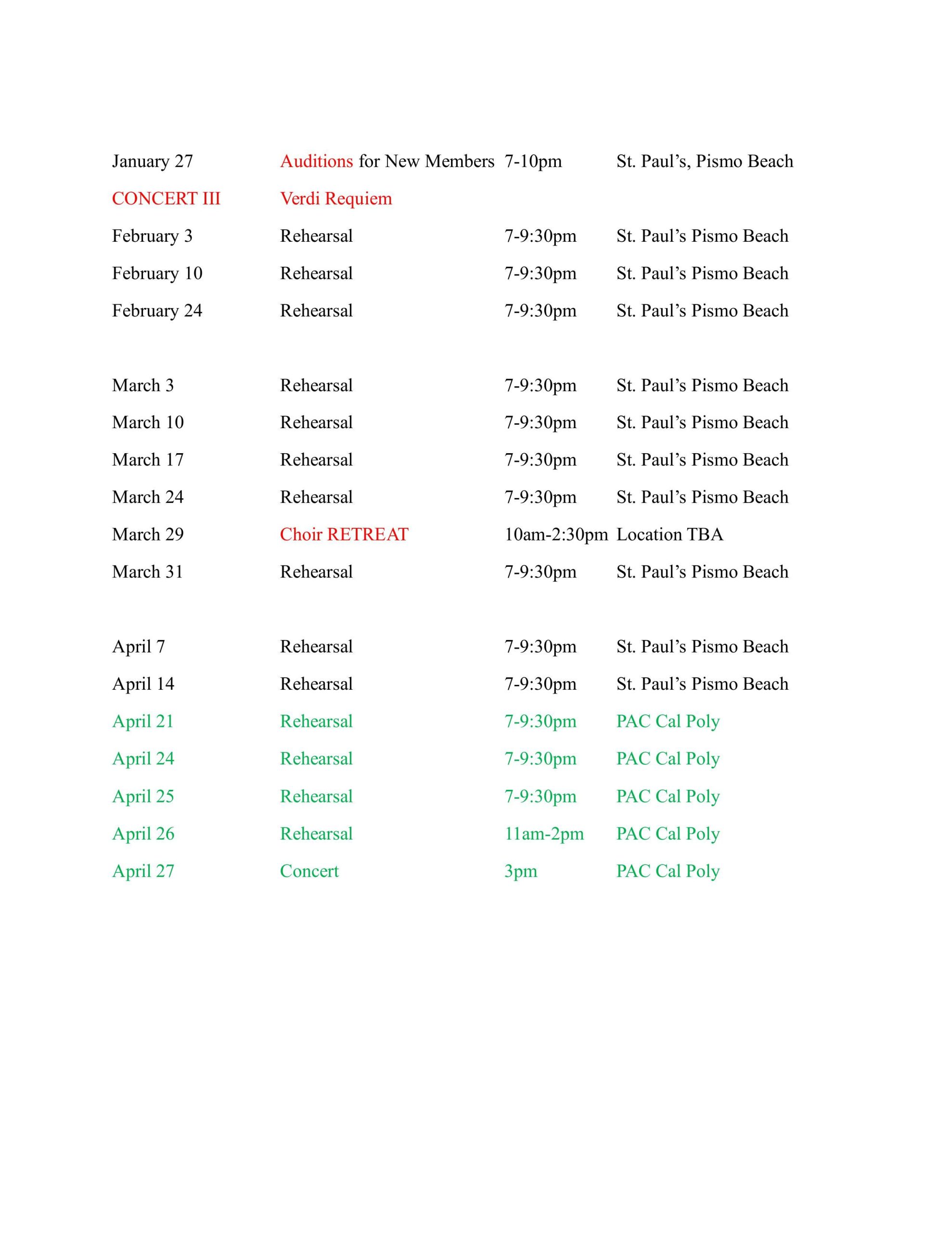 spring 2025 schedule